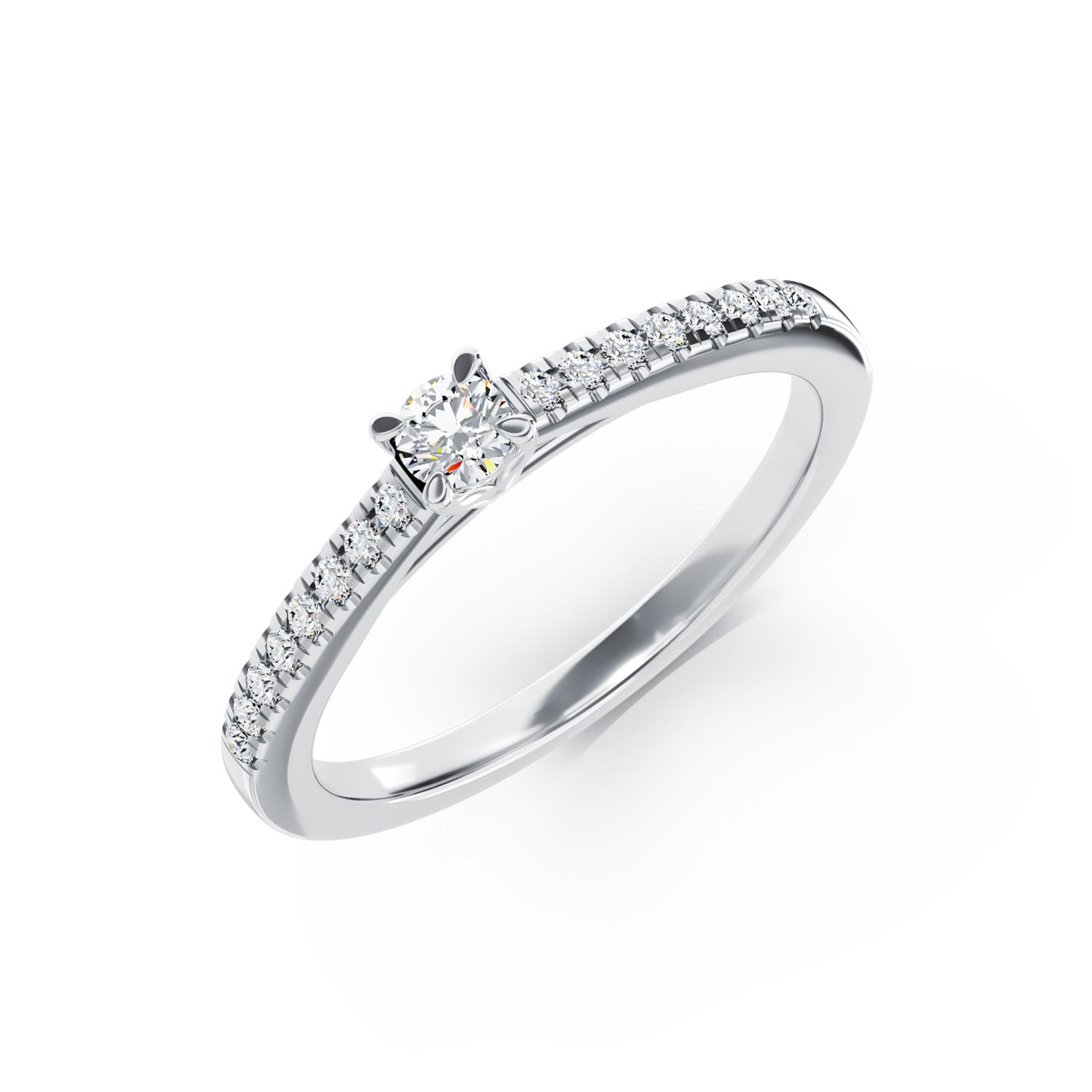 18K white gold engagement ring with 0.2ct diamond and 0.19ct diamonds